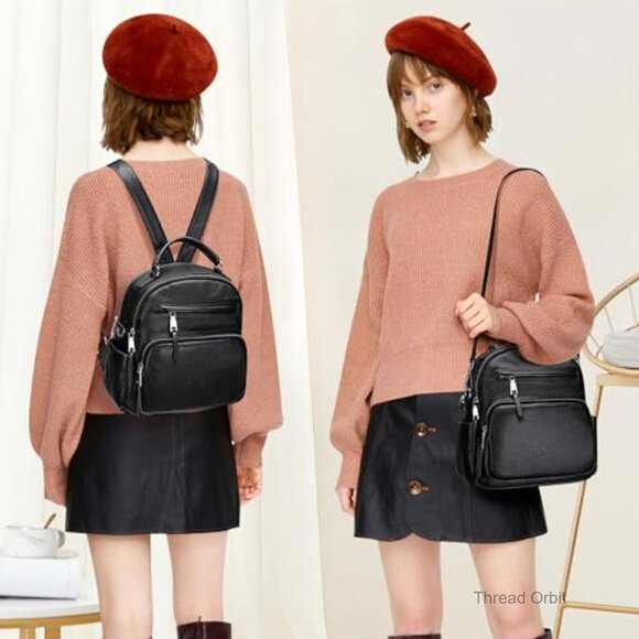 Genuine Leather Convertible Backpack Purse 4-in-1 Shoulder Bag Small main image 6